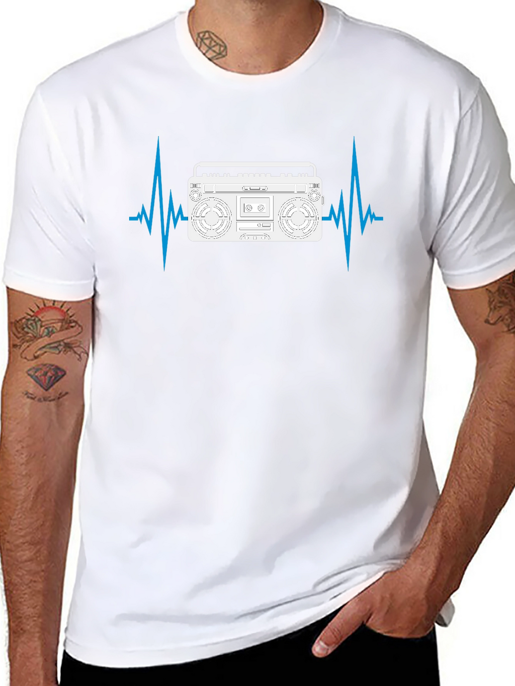 Boombox Heartbeat Mens Black T-Shirt