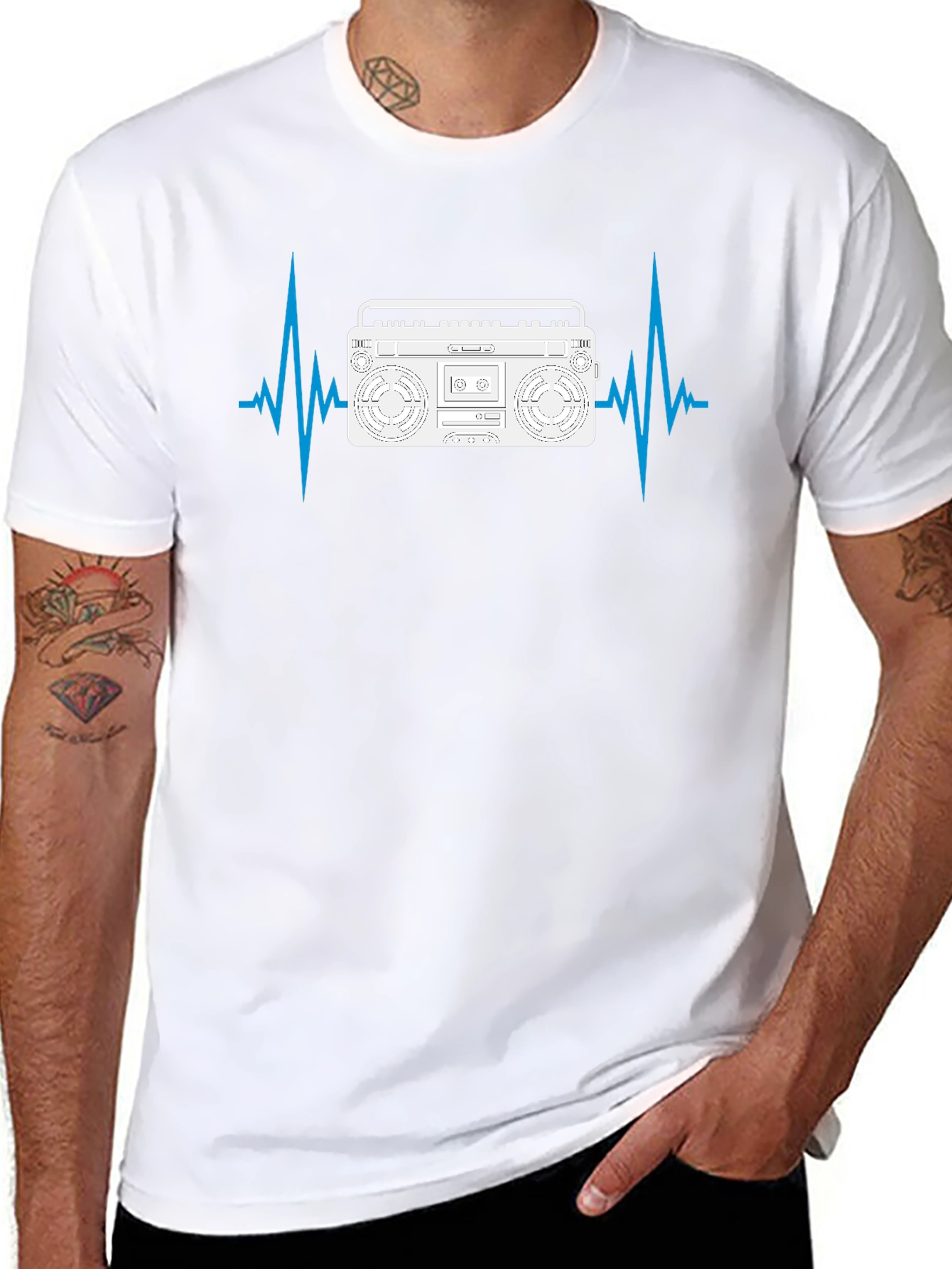 Boombox Heartbeat Mens Black T-Shirt