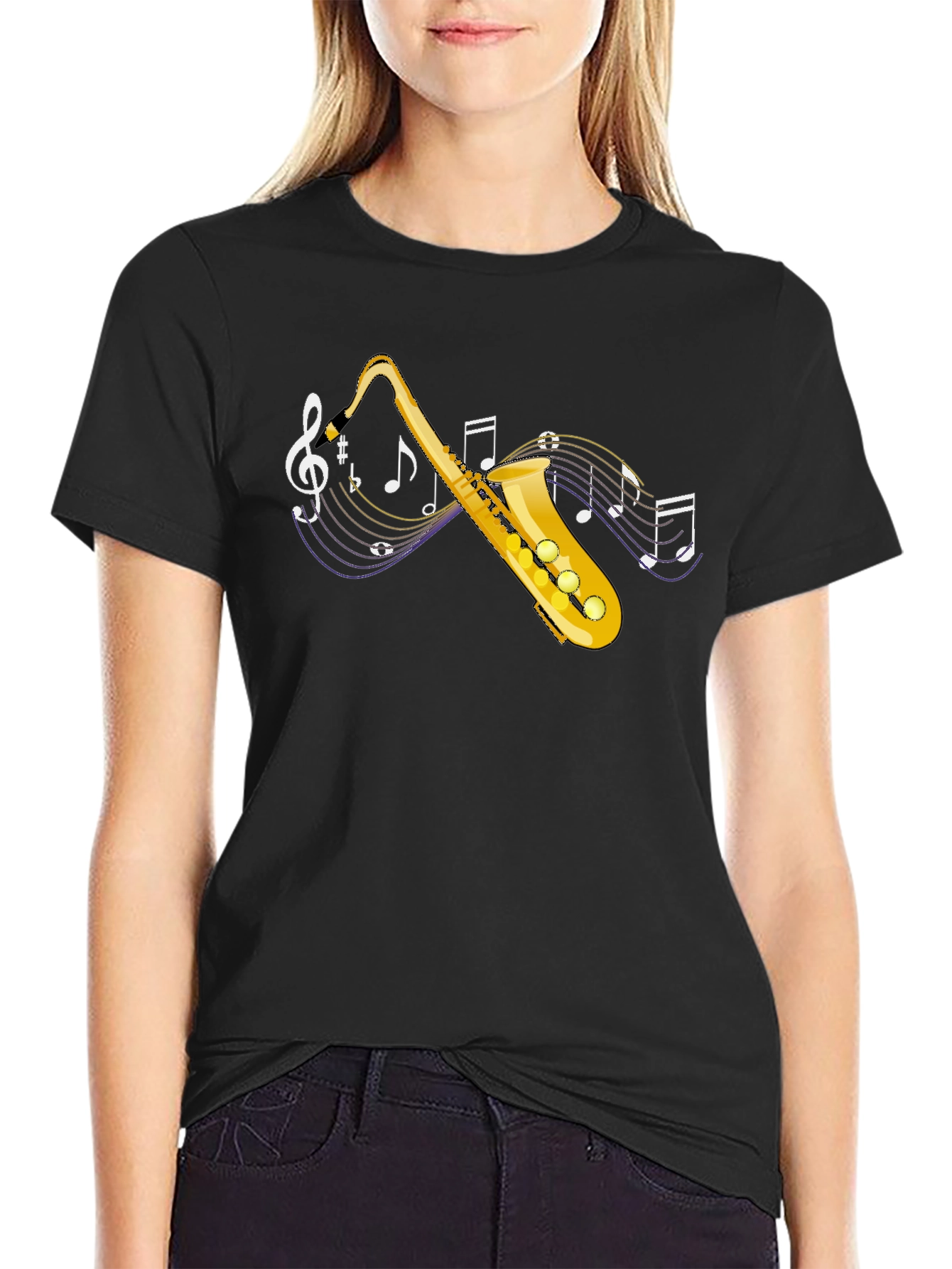 Saxophone Music T-Shirt - Black Graphic Tee