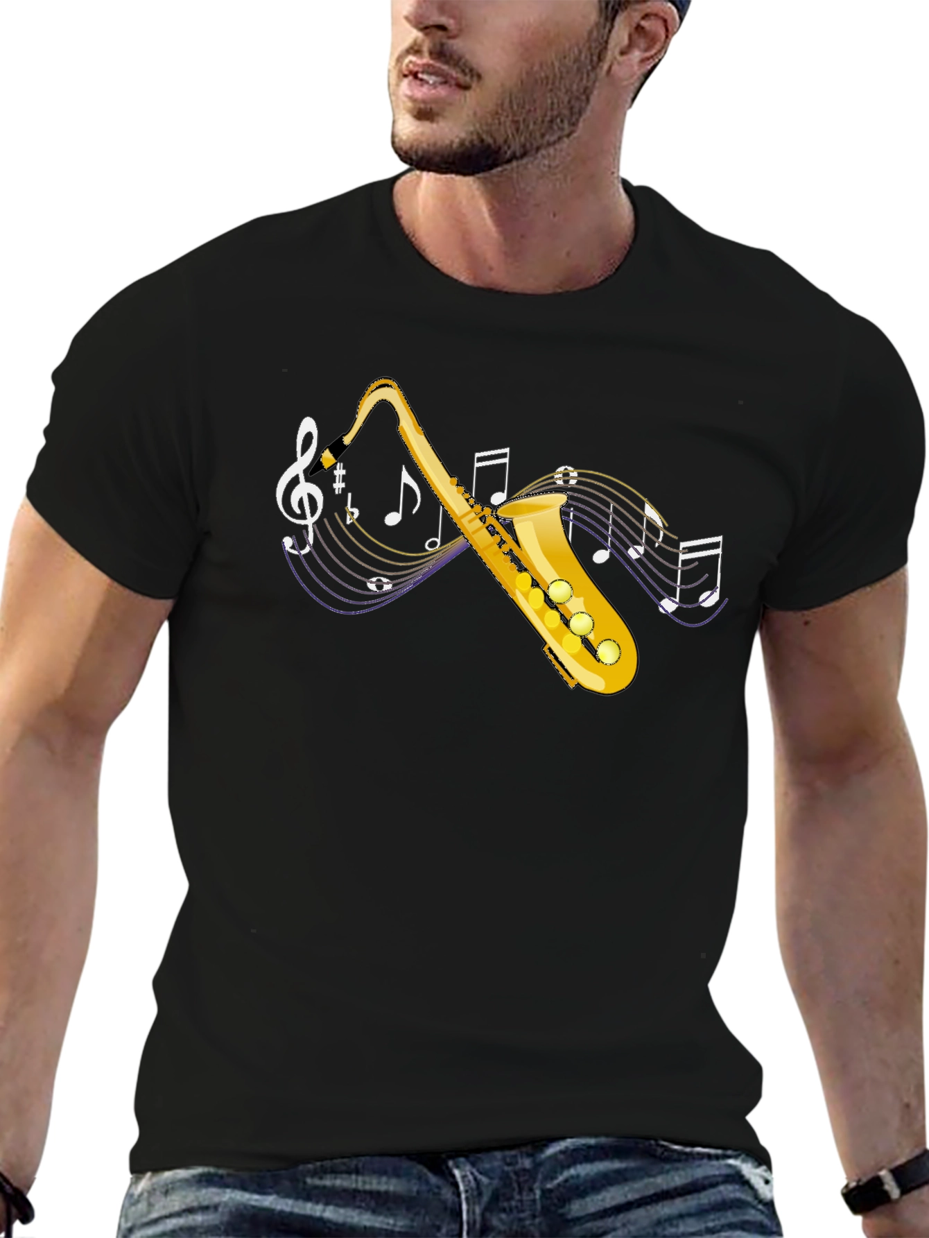 Saxophone Music T-Shirt - Black Graphic Tee