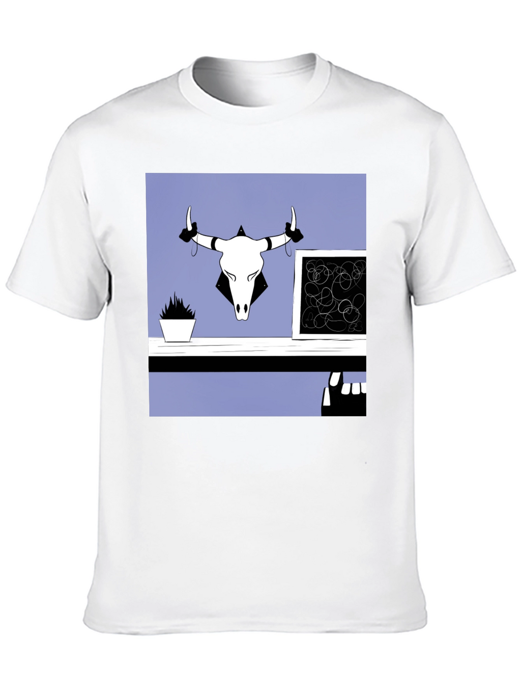 Graphic Tee with Bull Skull Art