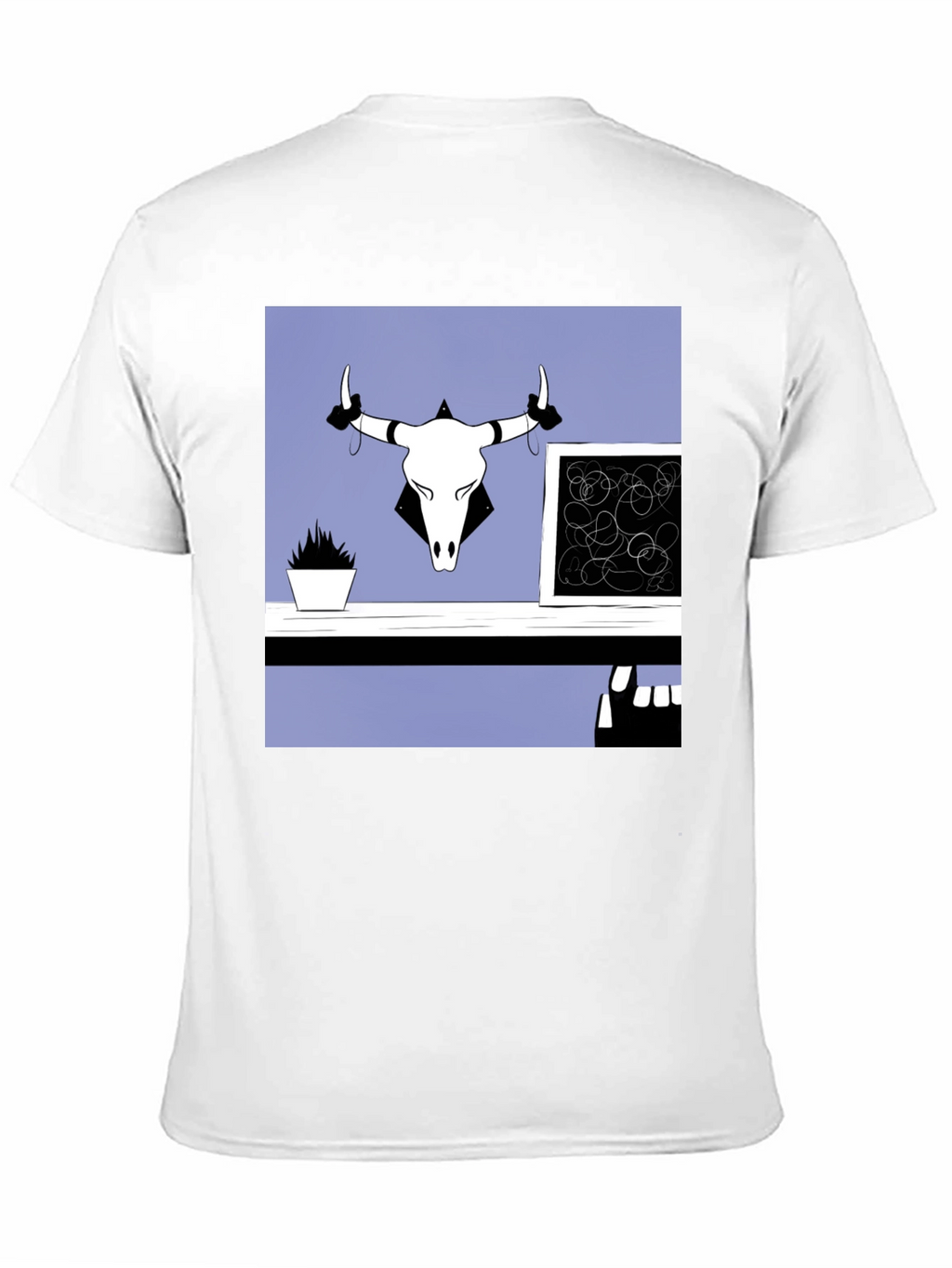 Graphic Tee with Bull Skull Art