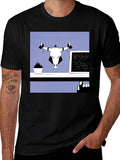 Graphic Tee with Bull Skull Art