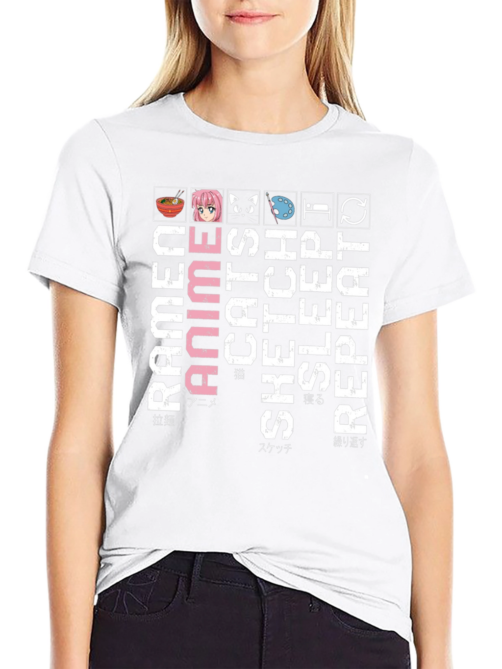 Ramen Anime Cats Sketch Sleep Repeat T-Shirt