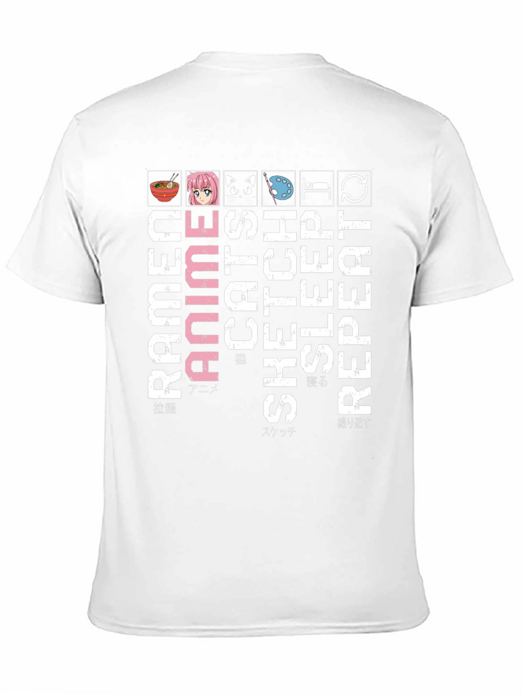 Ramen Anime Cats Sketch Sleep Repeat T-Shirt