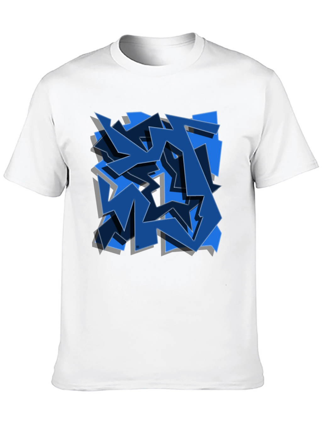 Abstract Blue Graffiti Art Black T-Shirt