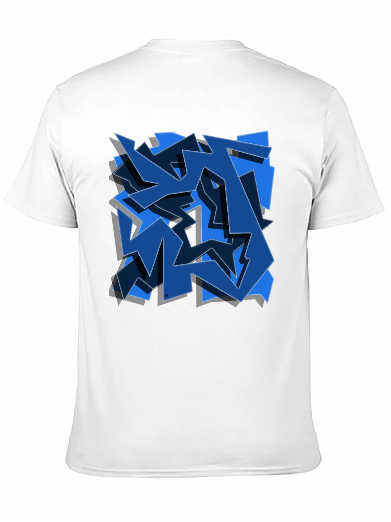 Abstract Blue Graffiti Art Black T-Shirt