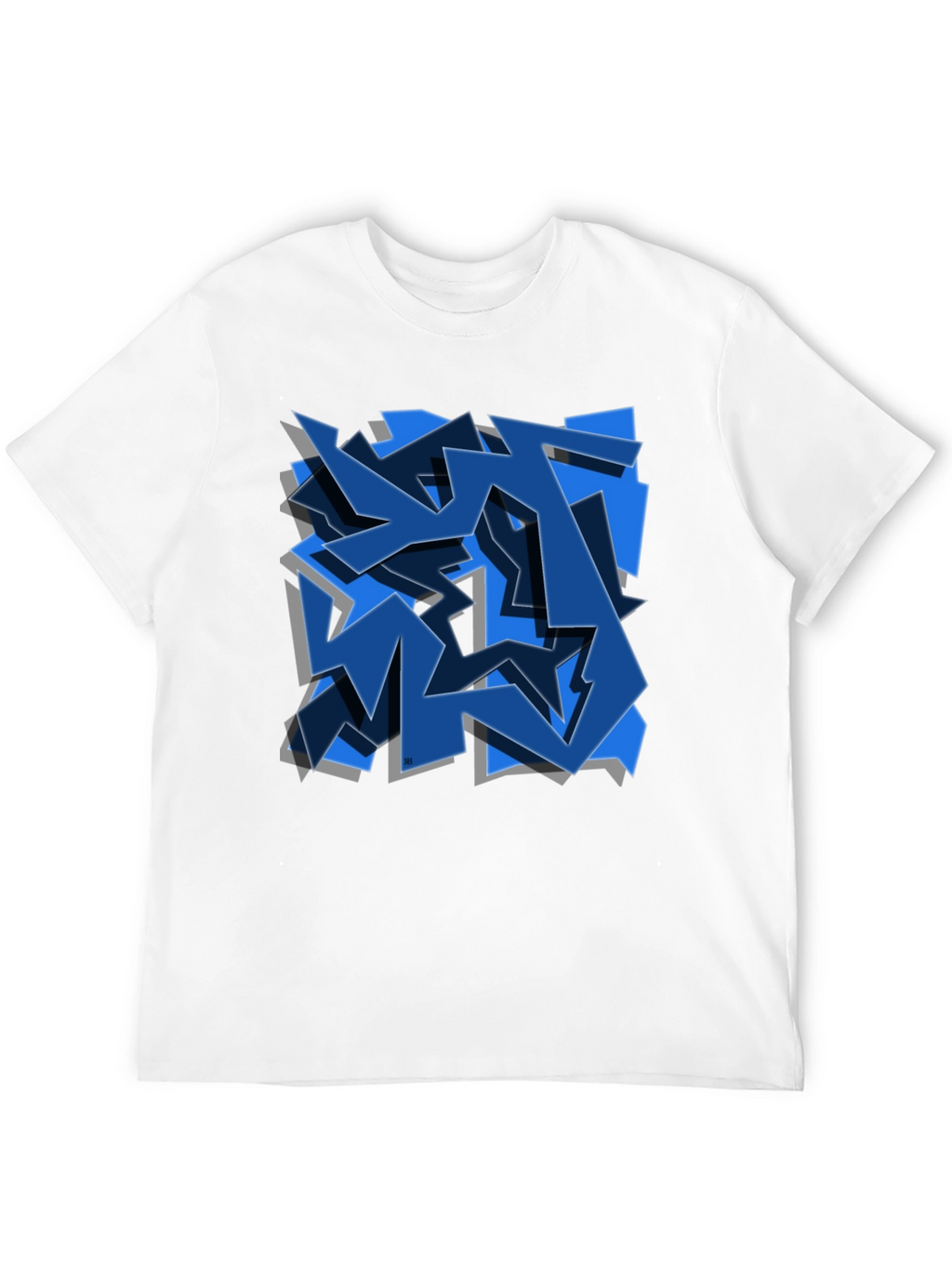 Abstract Blue Graffiti Art Black T-Shirt