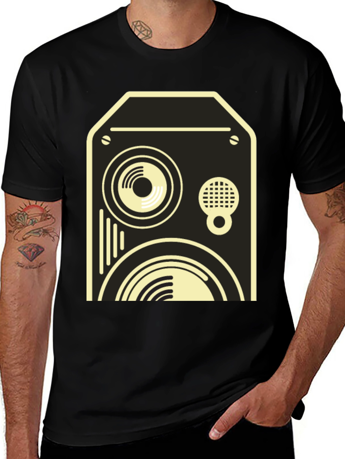 Retro Speaker Graphic Tee - Black