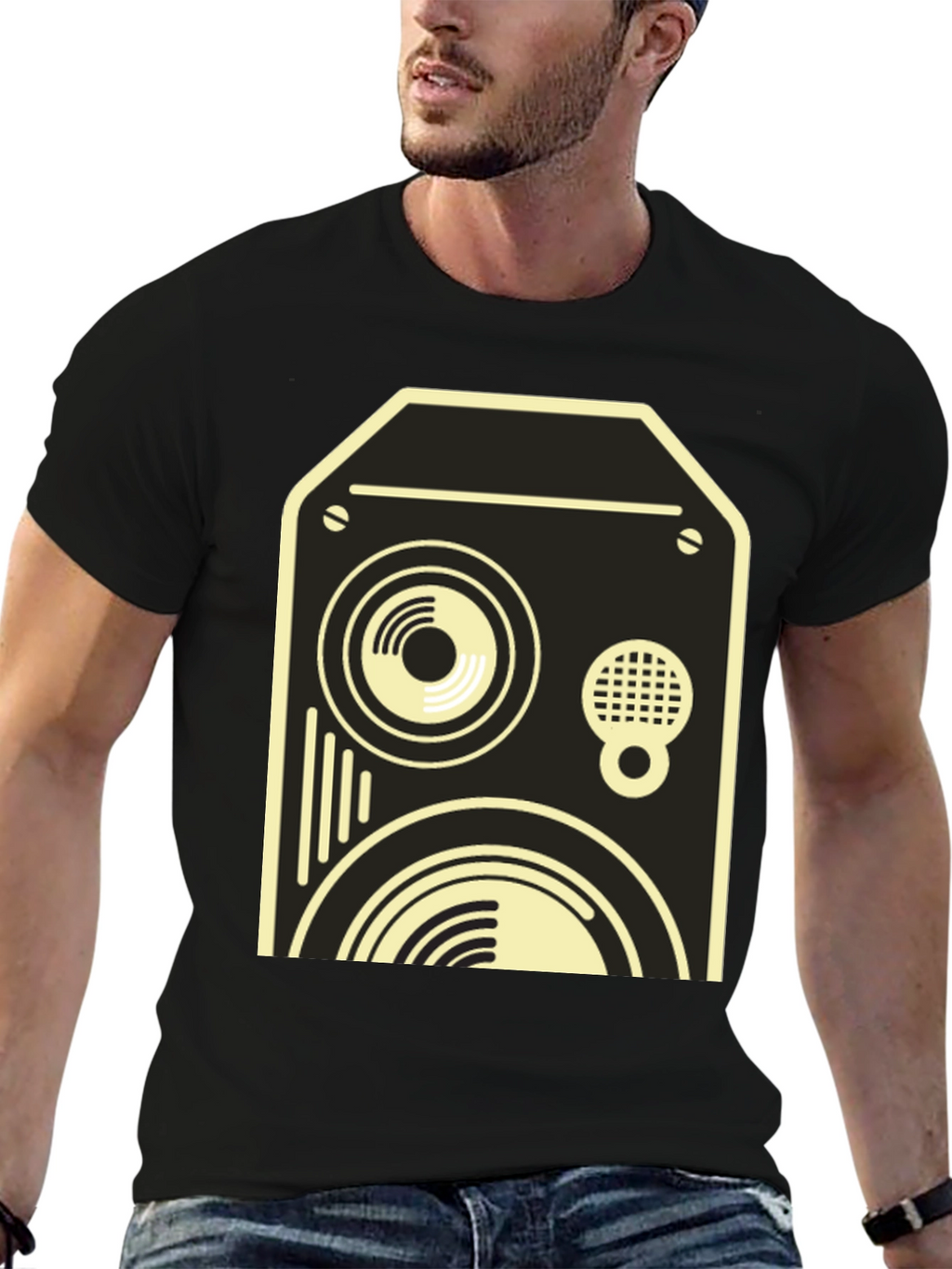 Retro Speaker Graphic Tee - Black