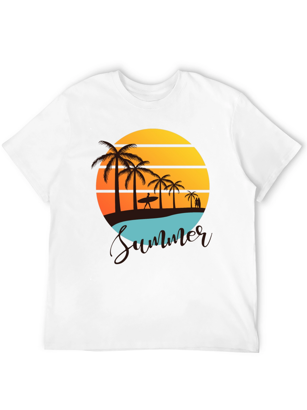 Summer Beach Graphic Tee - Palm Trees & Sunset