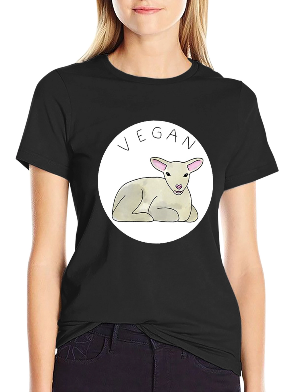 Vegan Lamb Graphic T-Shirt - Black
