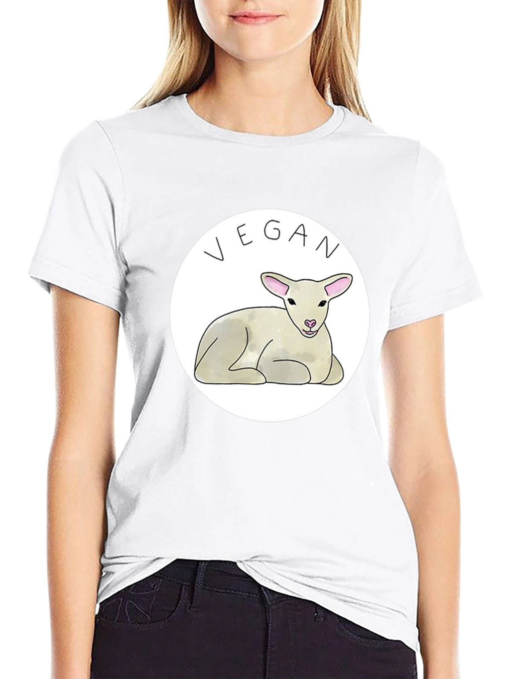 Vegan Lamb Graphic T-Shirt - Black