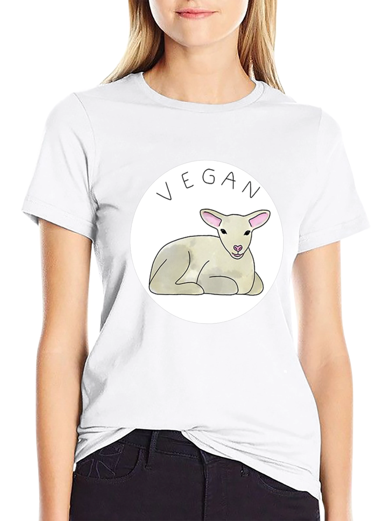 Vegan Lamb Graphic T-Shirt - Black