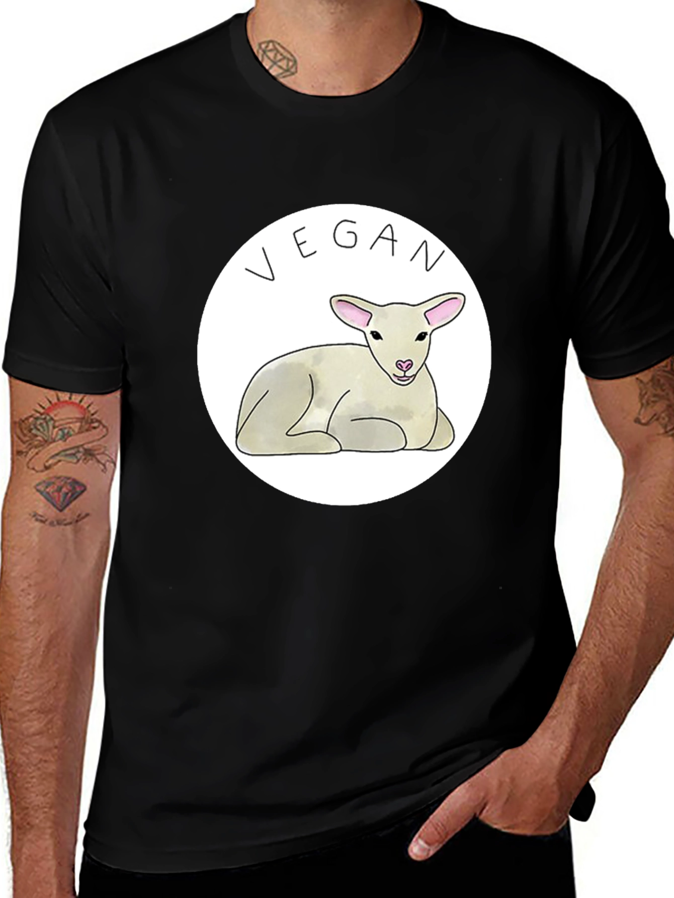 Vegan Lamb Graphic T-Shirt - Black