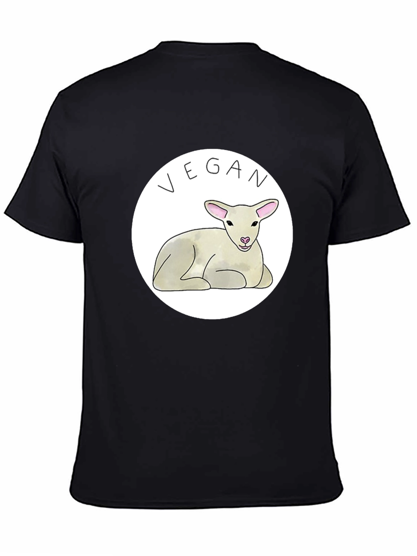 Vegan Lamb Graphic T-Shirt - Black
