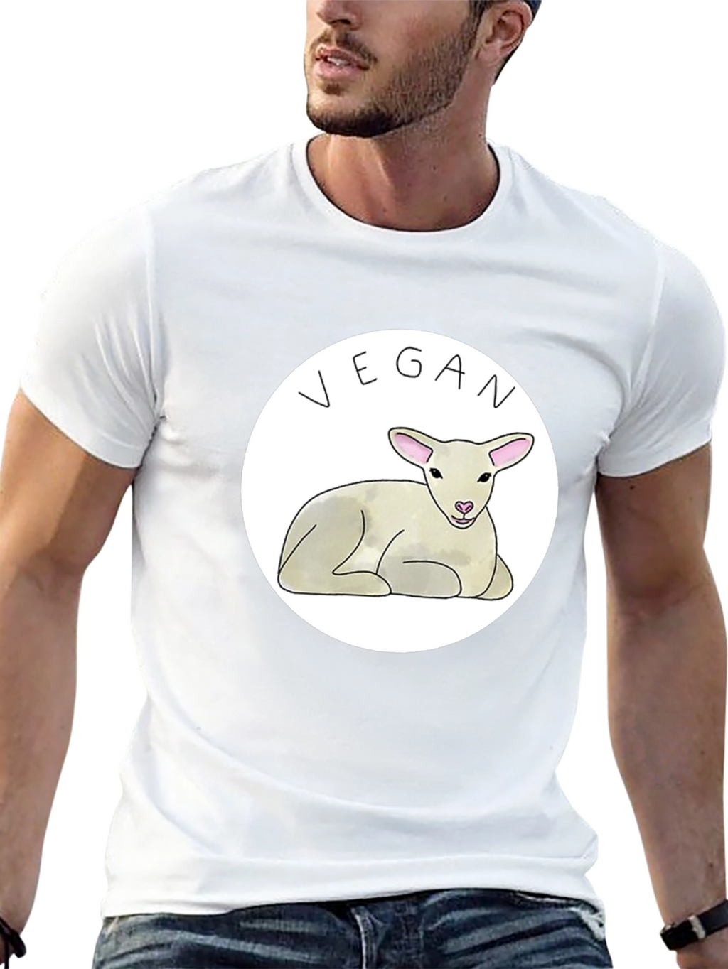 Vegan Lamb Graphic T-Shirt - Black