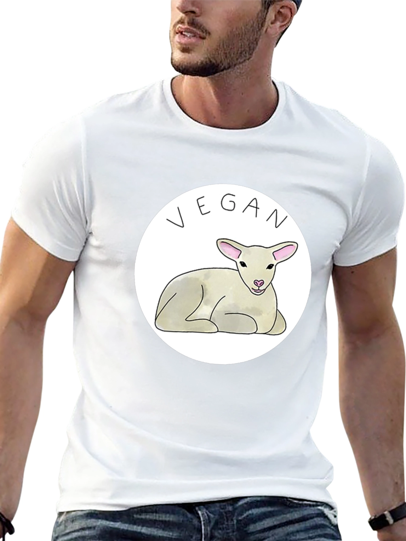 Vegan Lamb Graphic T-Shirt - Black