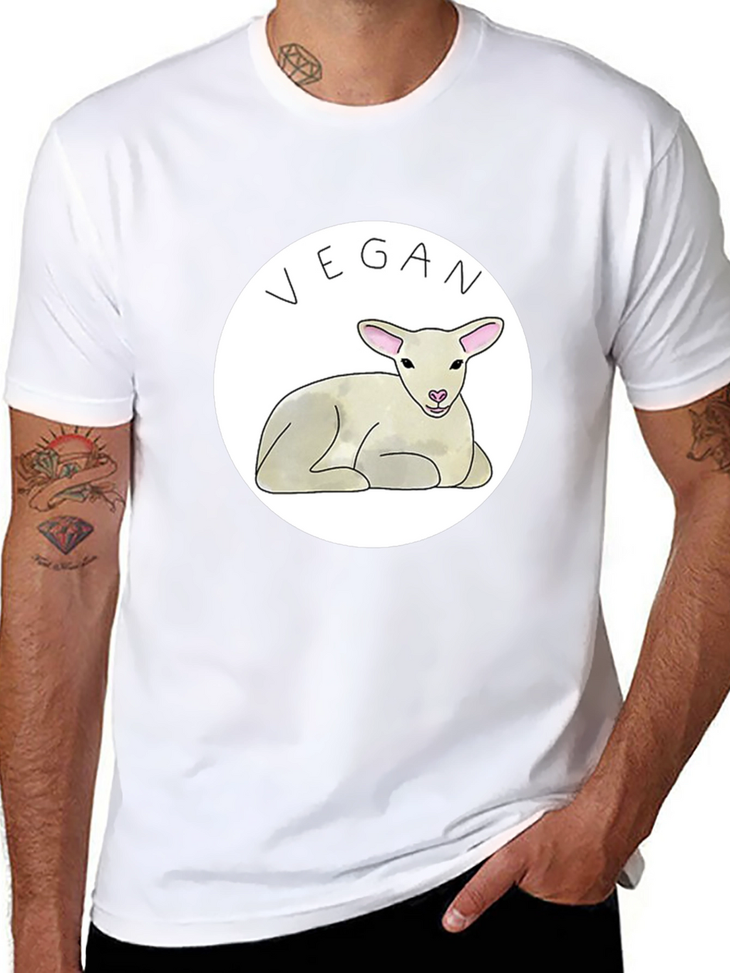 Vegan Lamb Graphic T-Shirt - Black