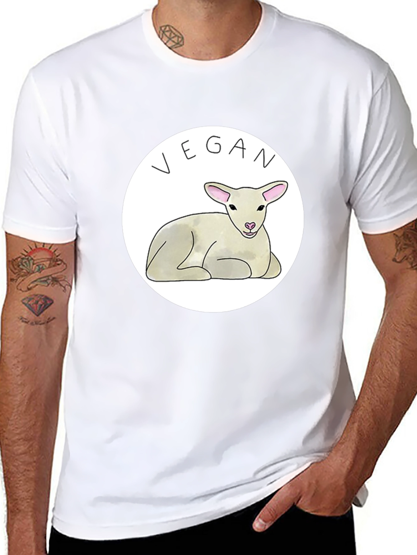 Vegan Lamb Graphic T-Shirt - Black
