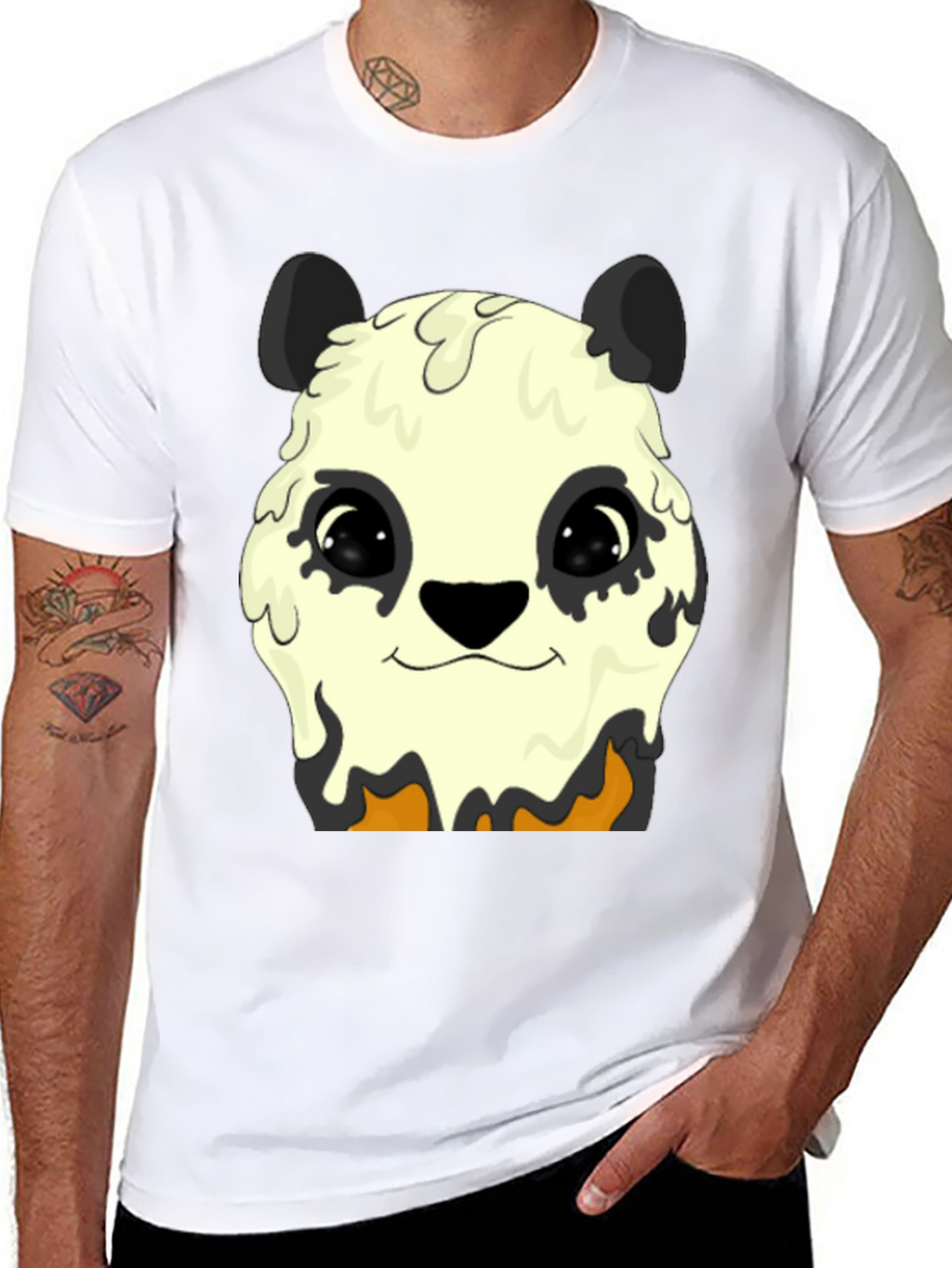 Melting Panda Graphic Tee - Trendy Animal Print Shirt