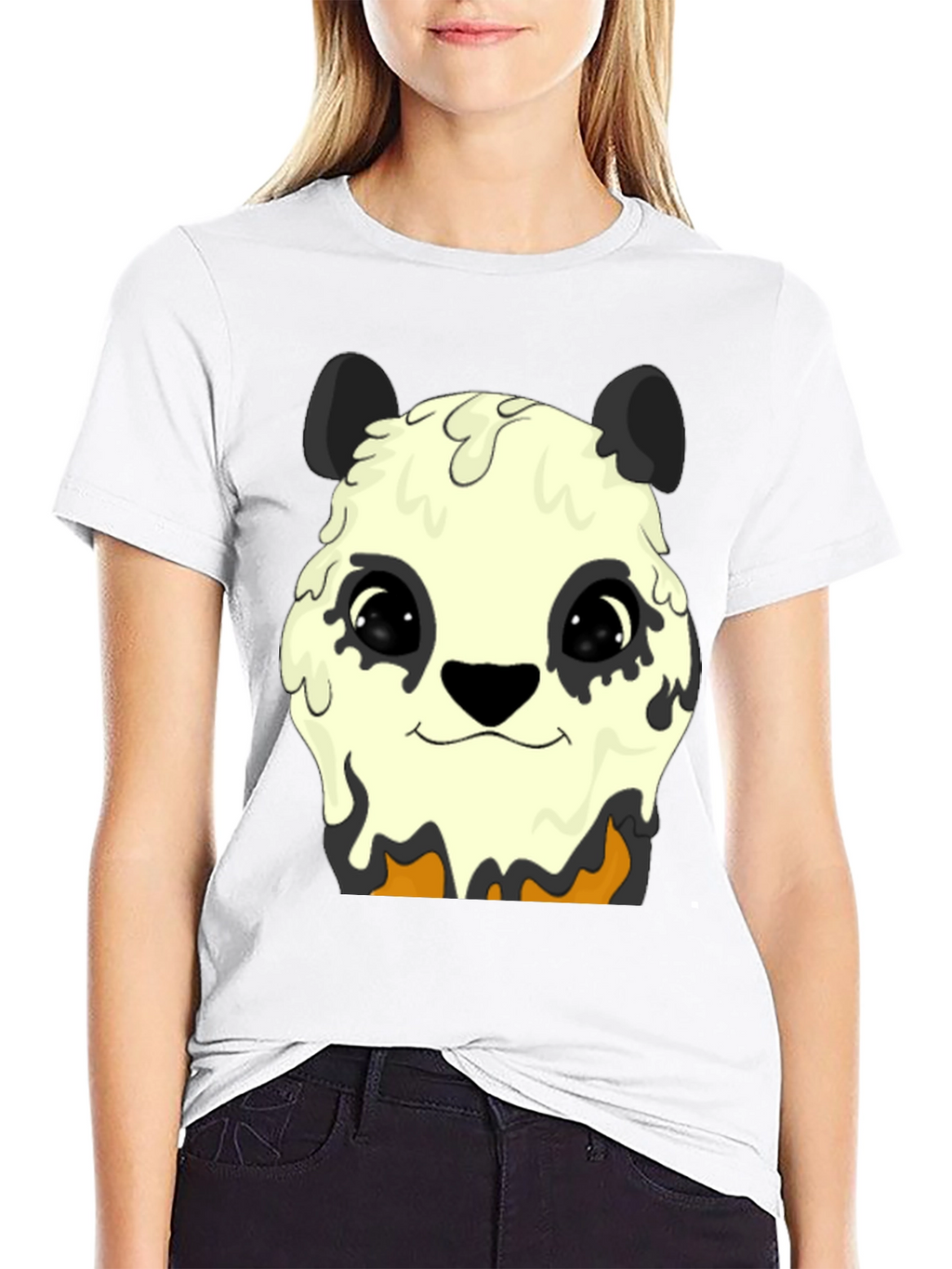 Melting Panda Graphic Tee - Trendy Animal Print Shirt