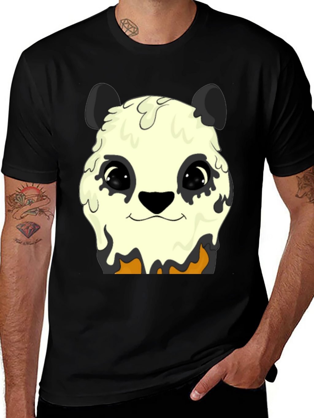 Melting Panda Graphic Tee - Trendy Animal Print Shirt