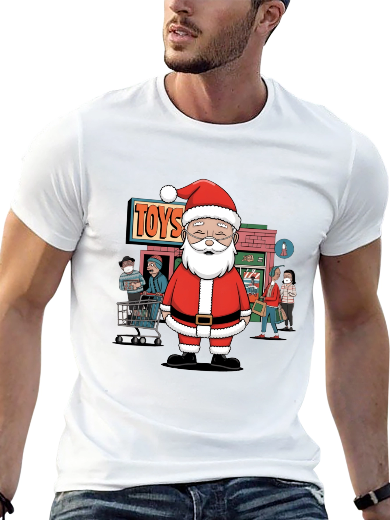 Santa Toyshop T-Shirt - Holiday Shopping Tee