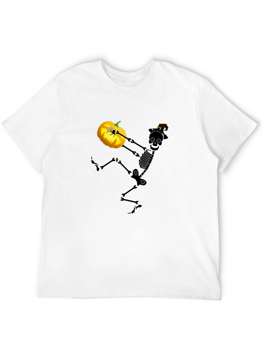 Spooky Skeleton Pumpkin Halloween Graphic Tee