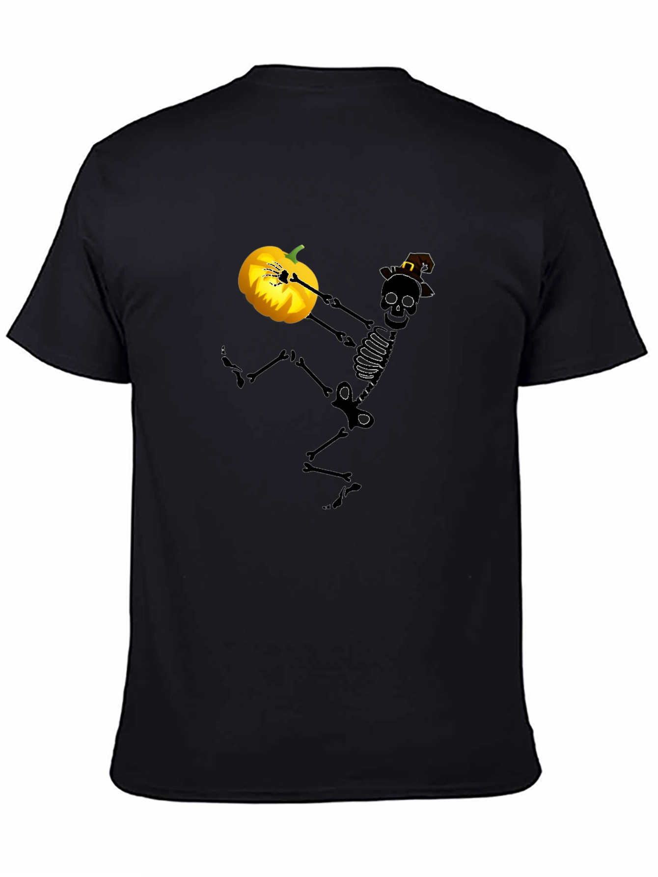 Spooky Skeleton Pumpkin Halloween Graphic Tee