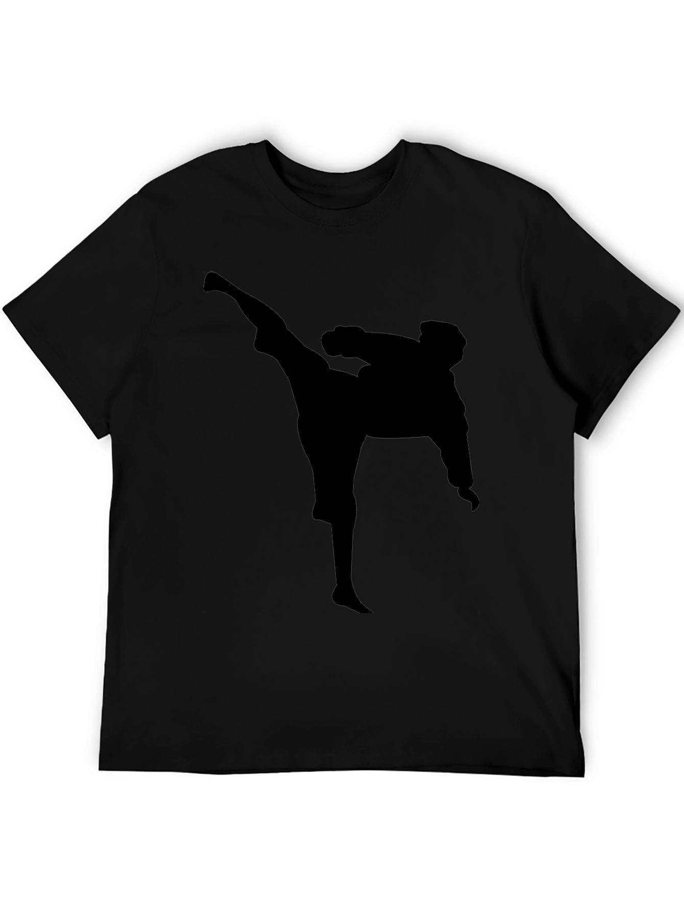 Martial Arts Kick T-Shirt - Black Silhouette Graphic Tee