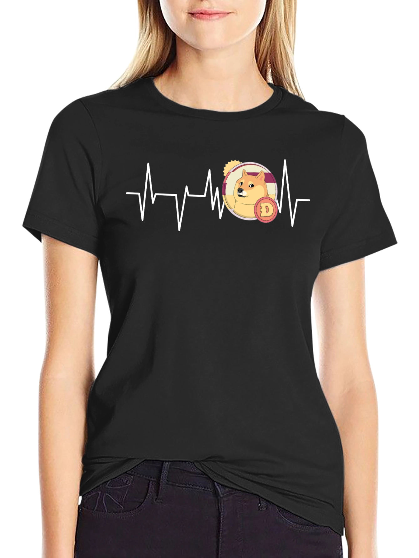 Doge Heartbeat T-Shirt - Crypto Lover Tee
