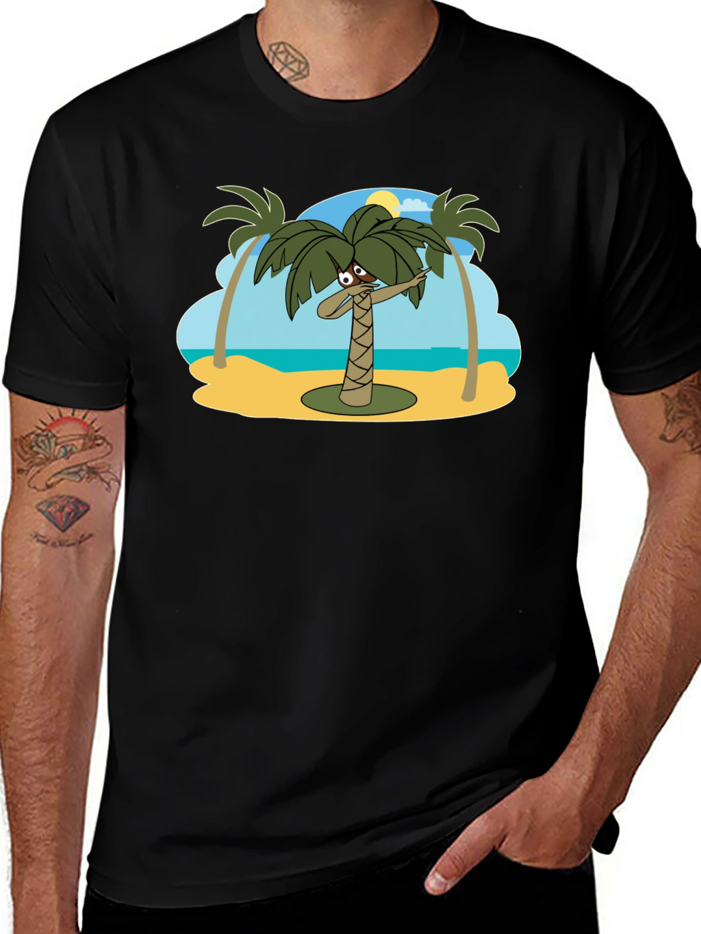 Dabbing Palm Tree Black T-Shirt