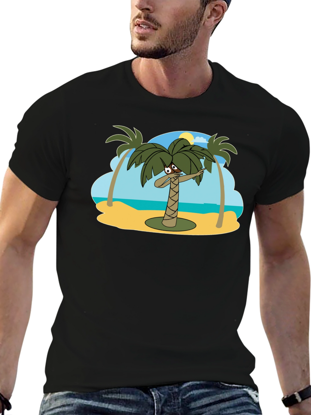 Dabbing Palm Tree Black T-Shirt
