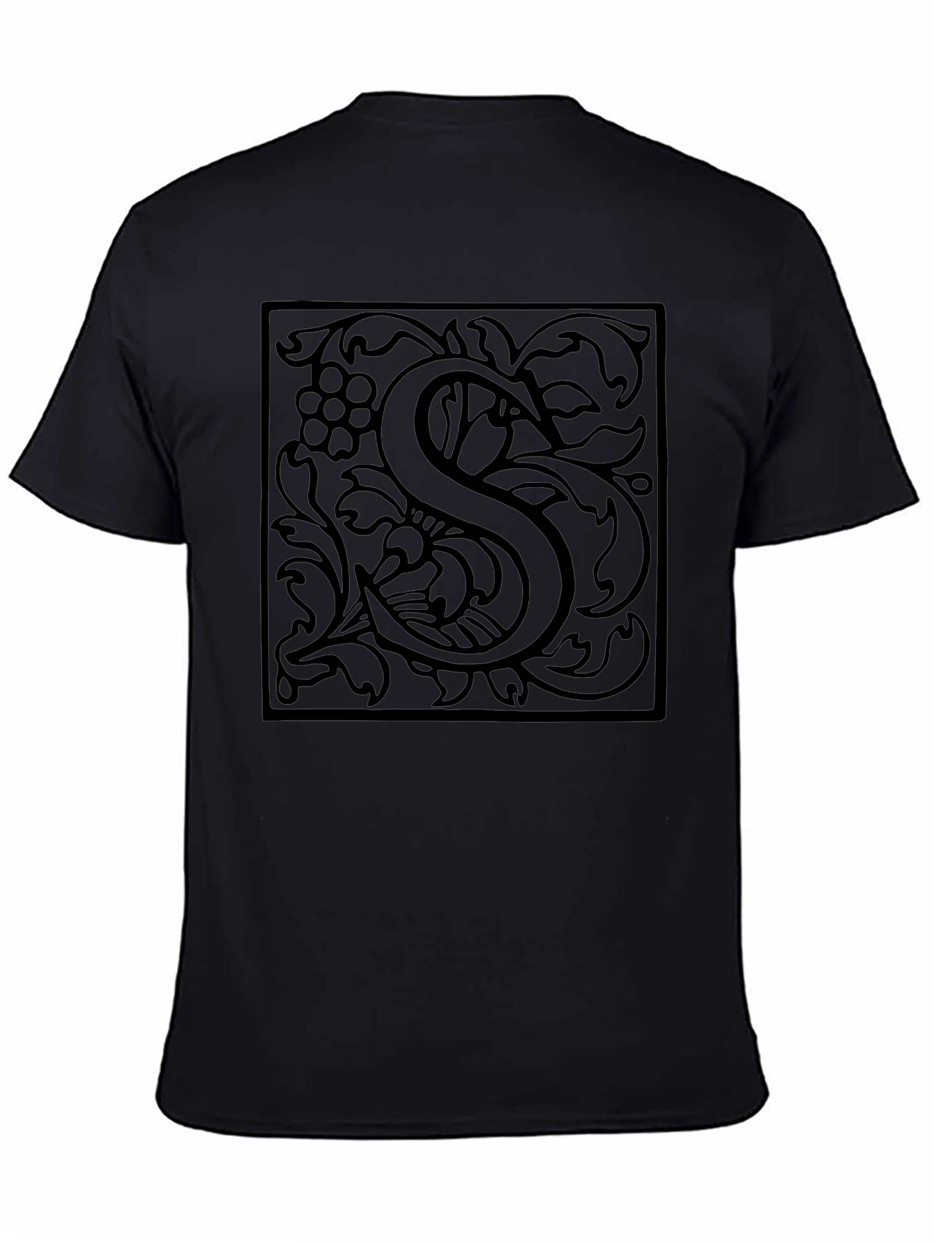 Elegant Letter S Graphic T-Shirt - Black