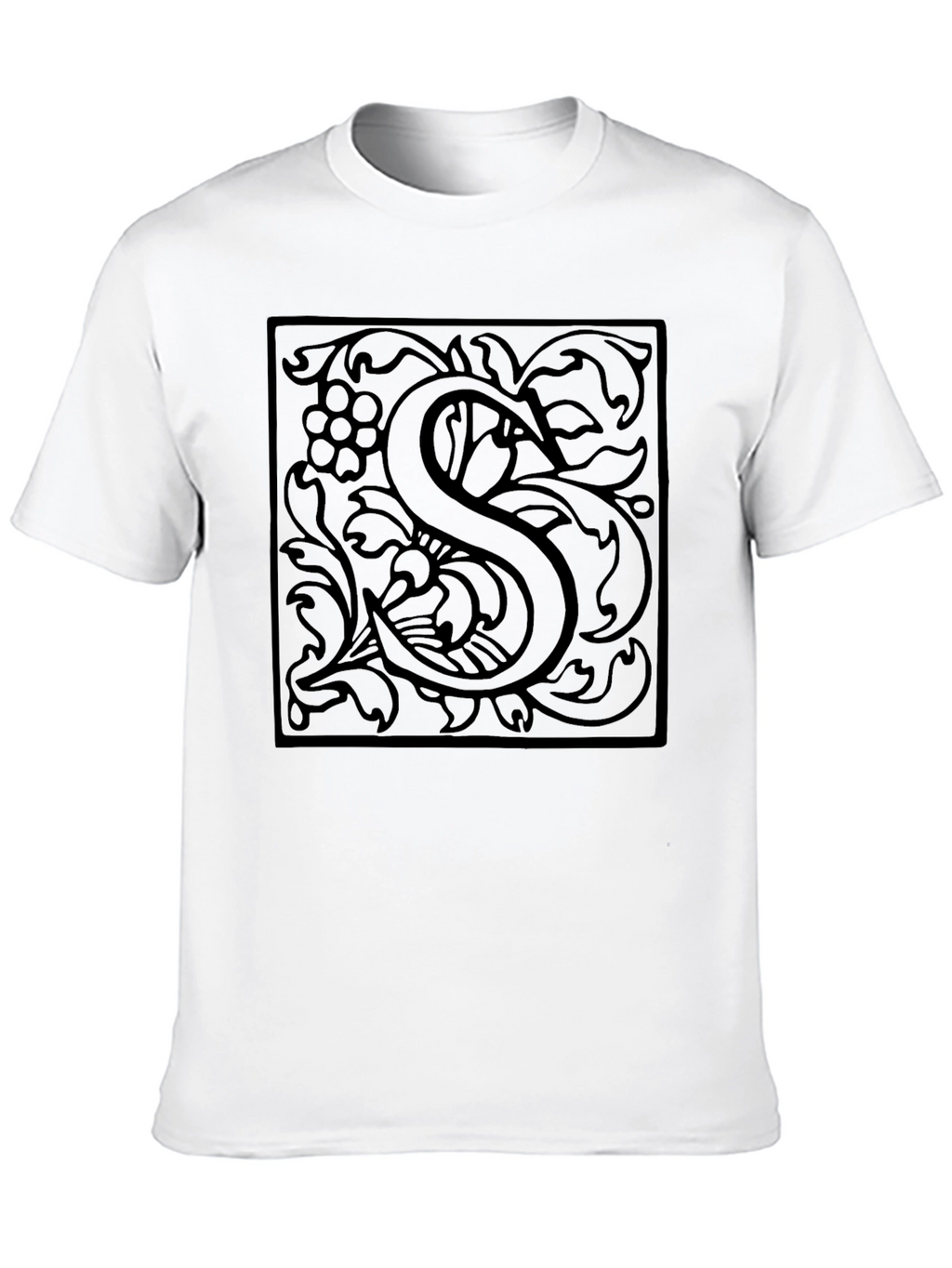 Elegant Letter S Graphic T-Shirt - Black