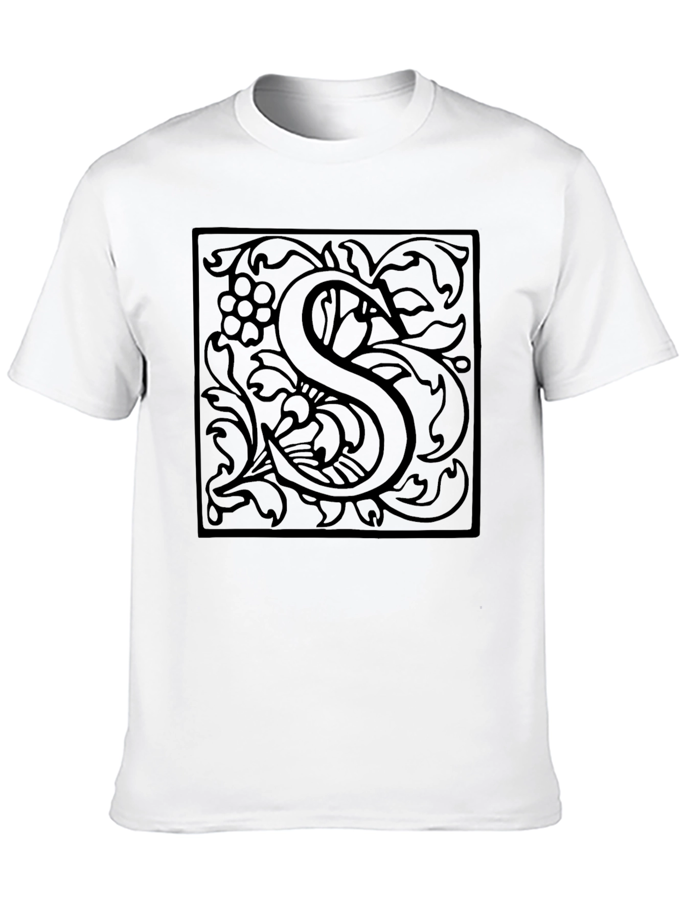 Elegant Letter S Graphic T-Shirt - Black