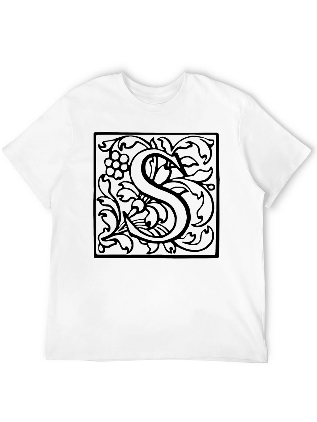 Elegant Letter S Graphic T-Shirt - Black