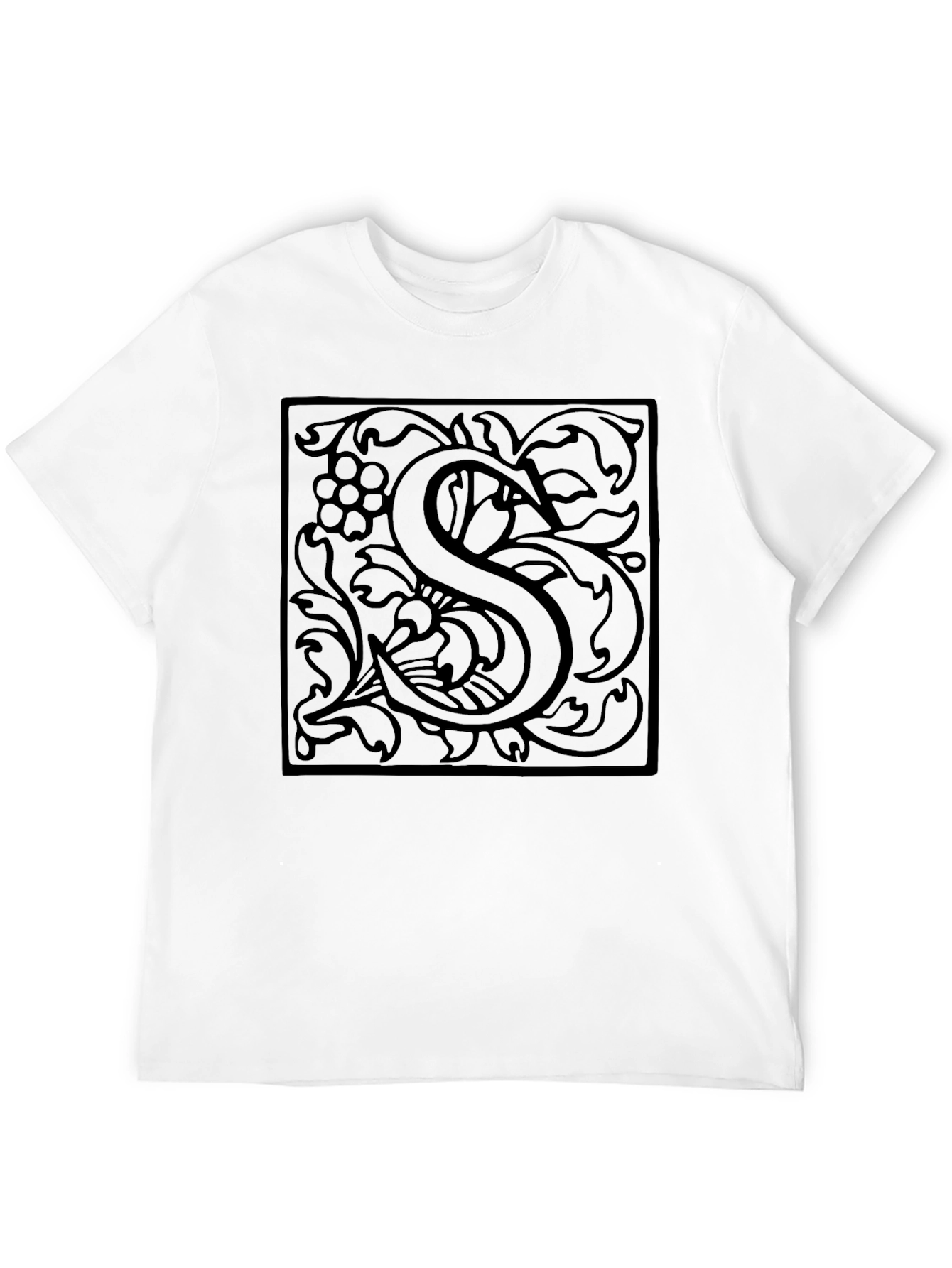 Elegant Letter S Graphic T-Shirt - Black