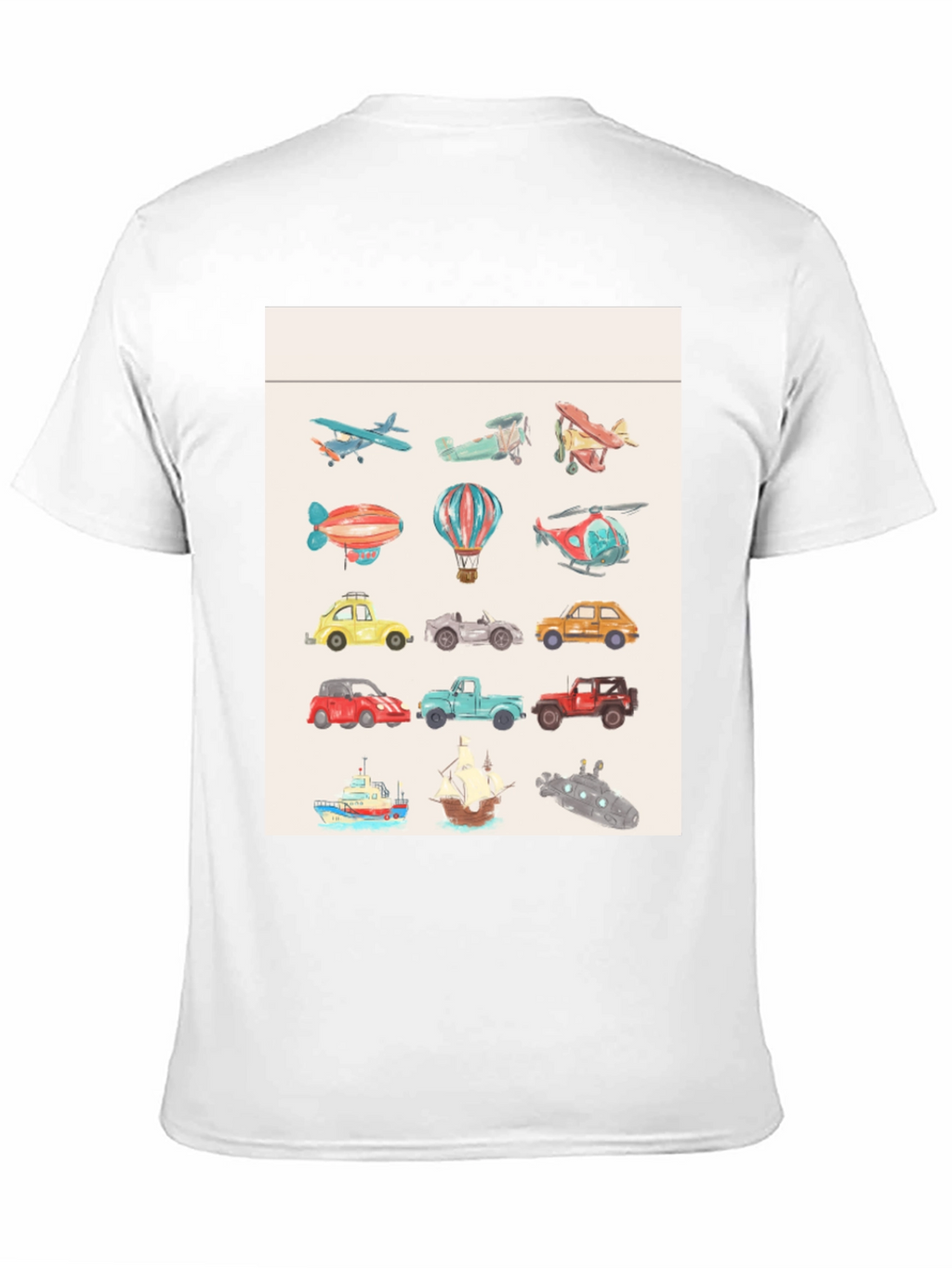 Vehicles Pattern Black T-Shirt