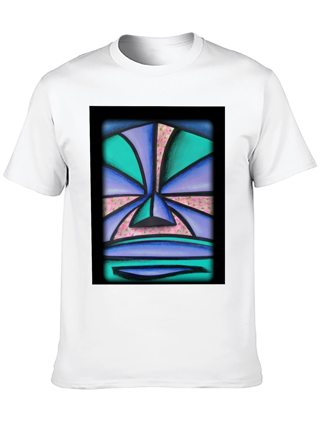 Abstract Face Graphic Tee - Unisex Black T-Shirt