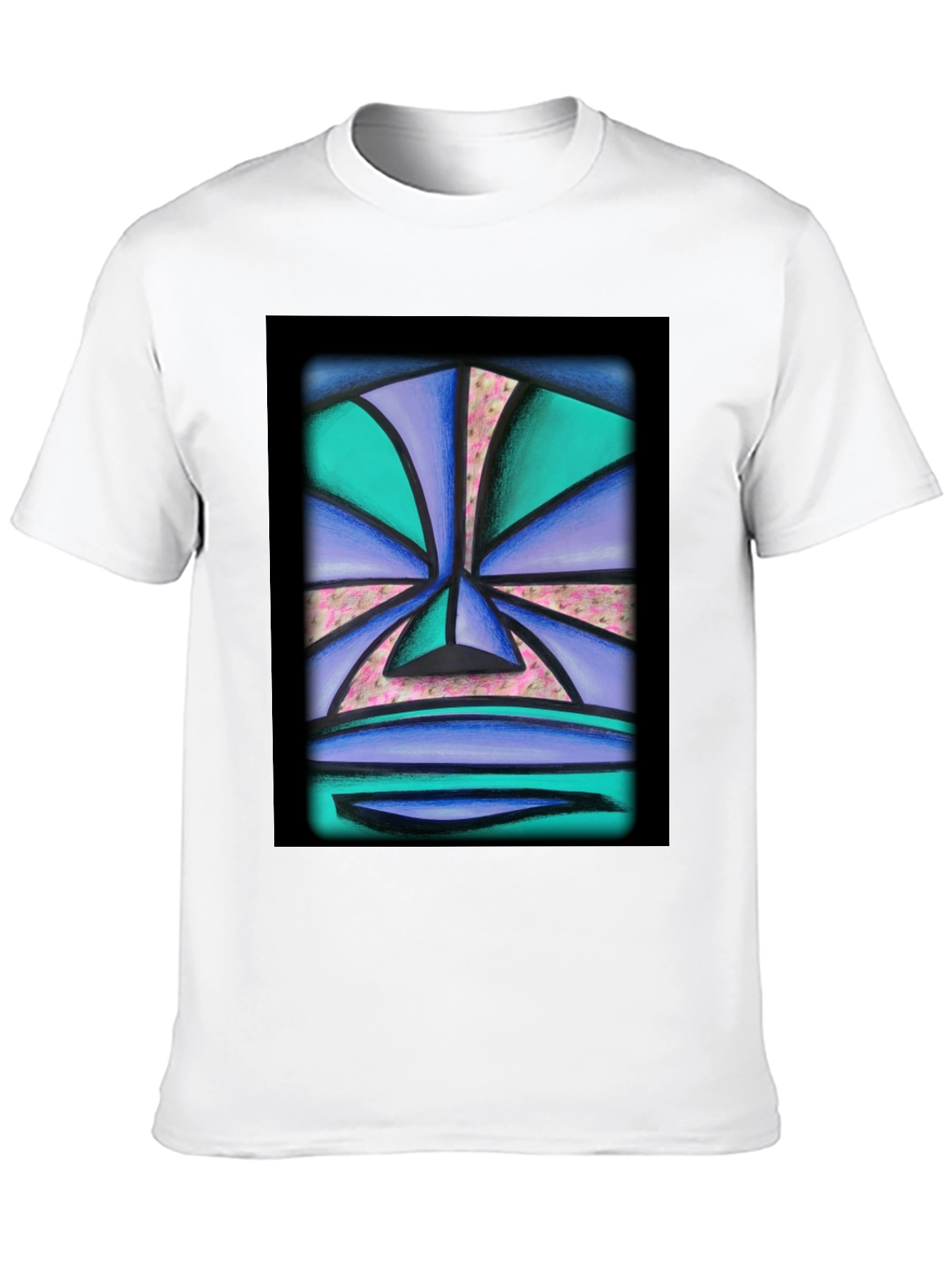 Abstract Face Graphic Tee - Unisex Black T-Shirt