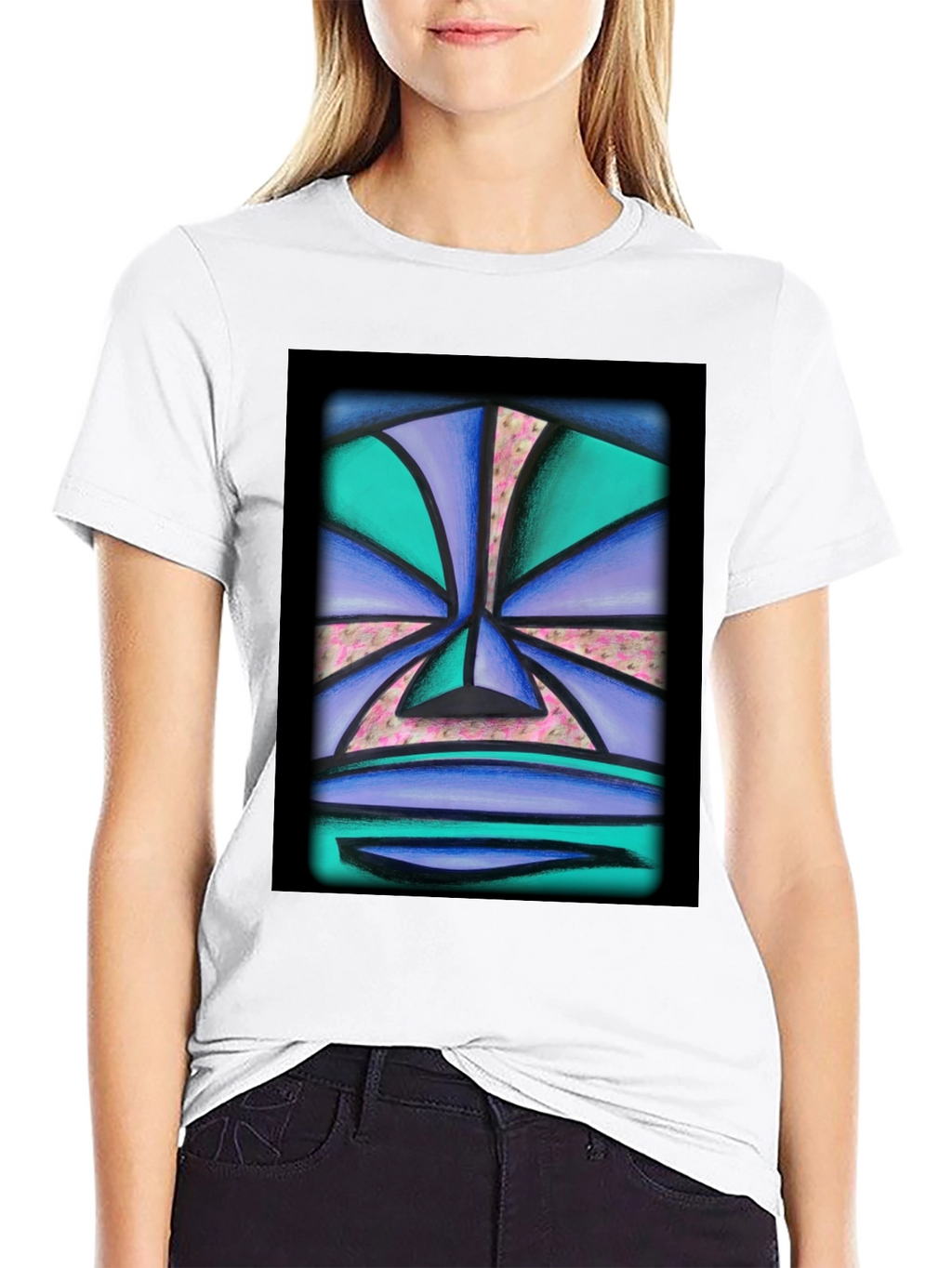 Abstract Face Graphic Tee - Unisex Black T-Shirt