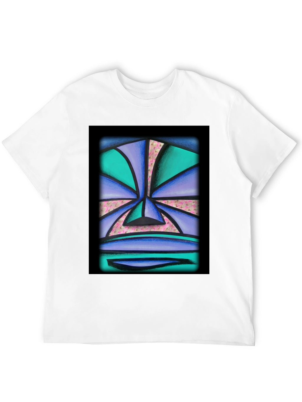 Abstract Face Graphic Tee - Unisex Black T-Shirt