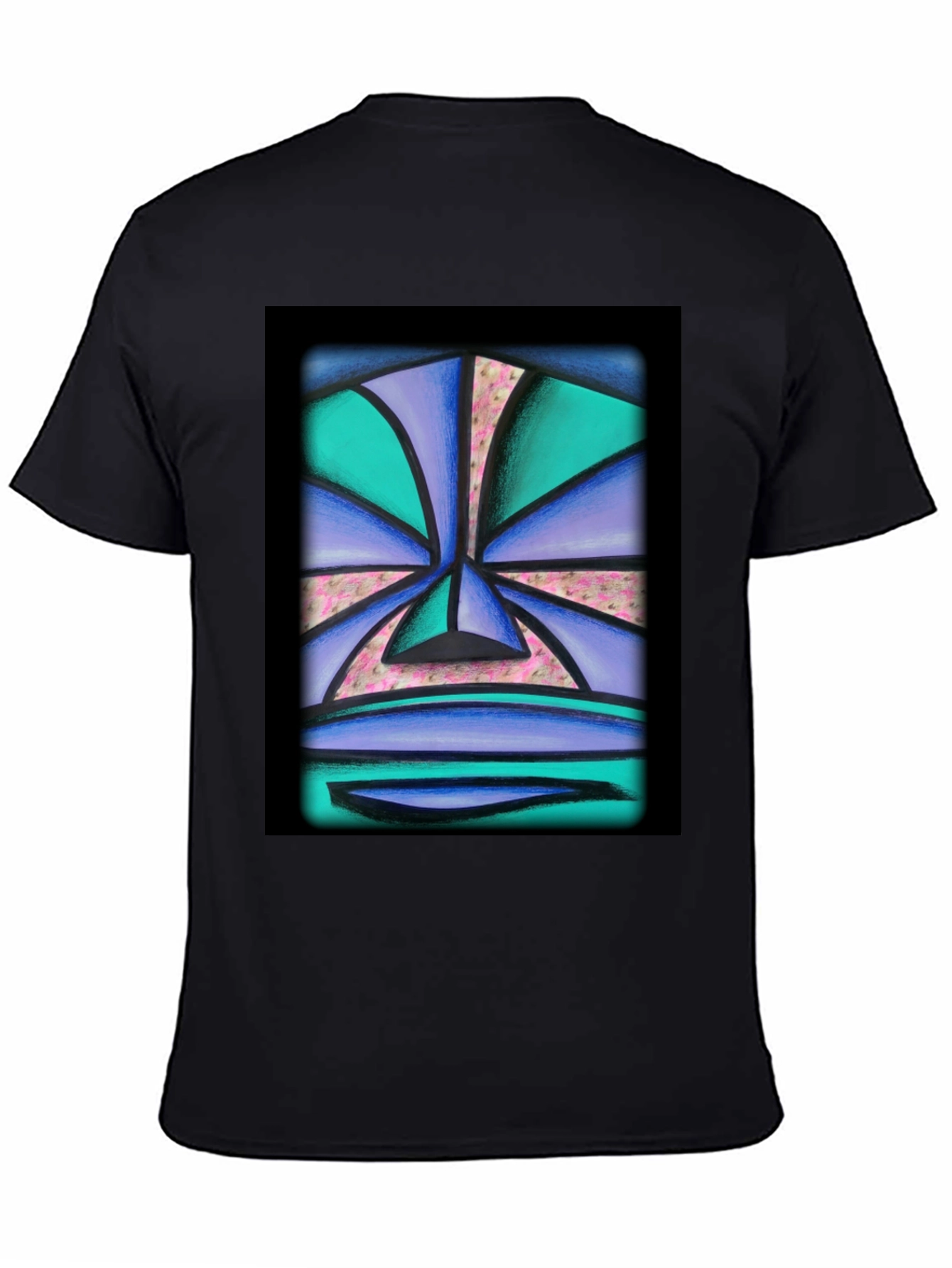 Abstract Face Graphic Tee - Unisex Black T-Shirt