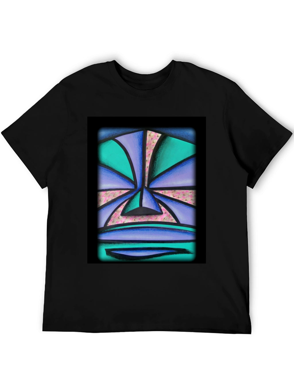 Abstract Face Graphic Tee - Unisex Black T-Shirt