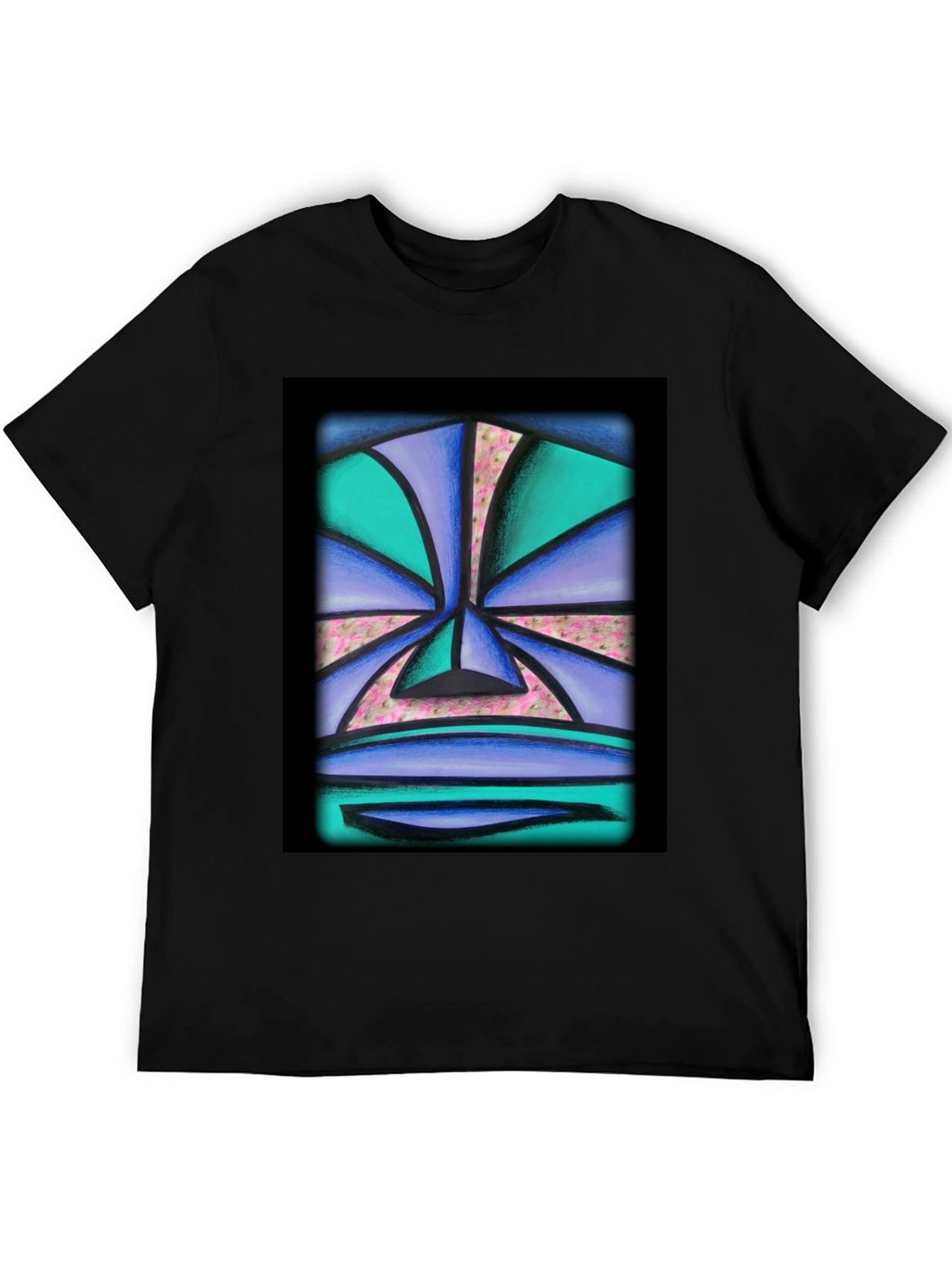 Abstract Face Graphic Tee - Unisex Black T-Shirt