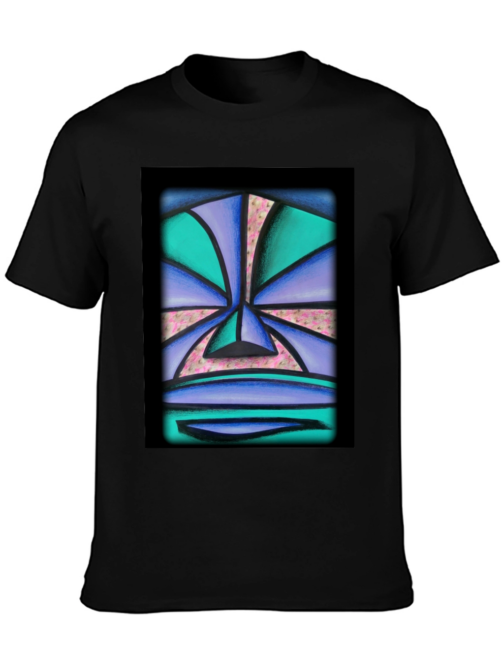Abstract Face Graphic Tee - Unisex Black T-Shirt