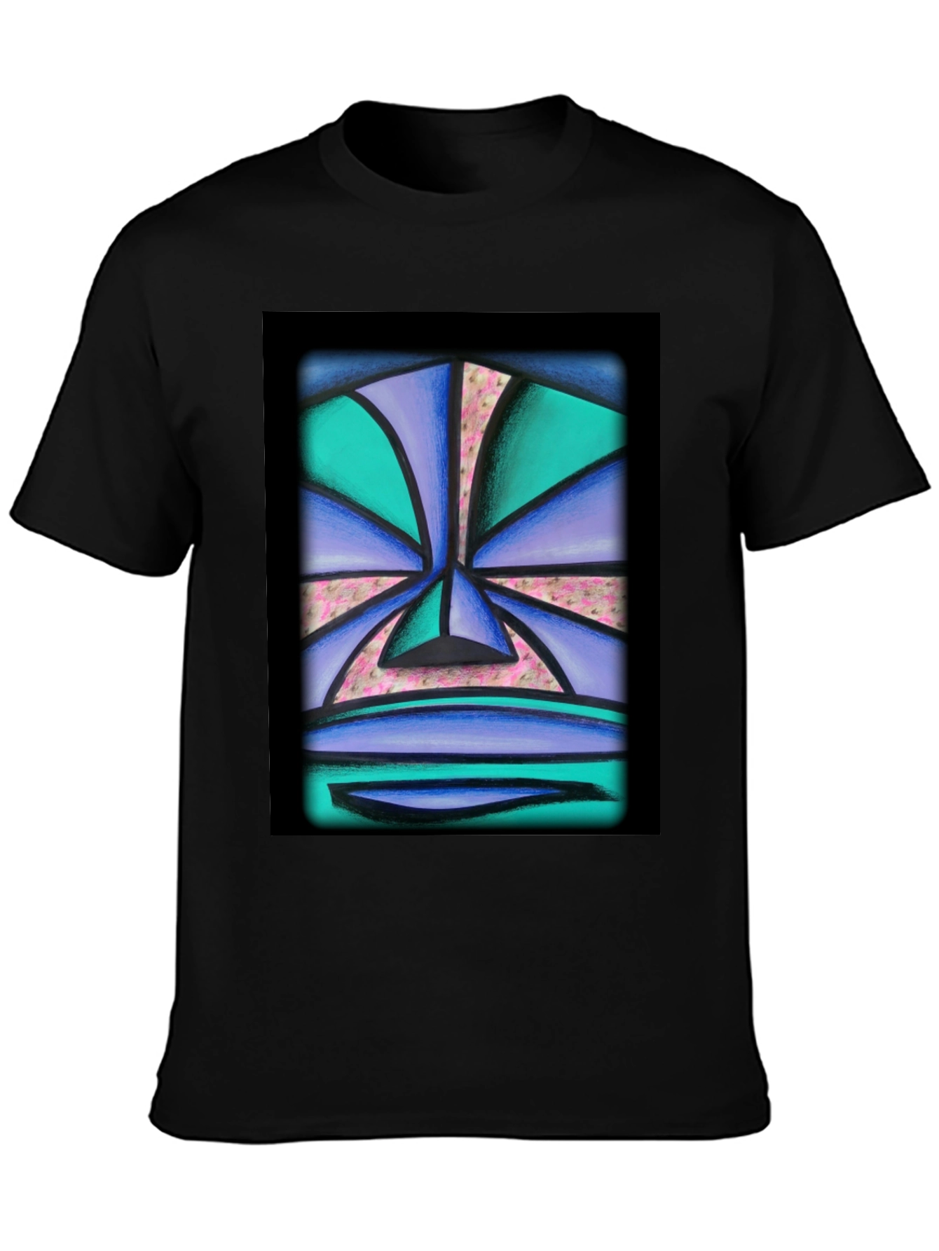 Abstract Face Graphic Tee - Unisex Black T-Shirt