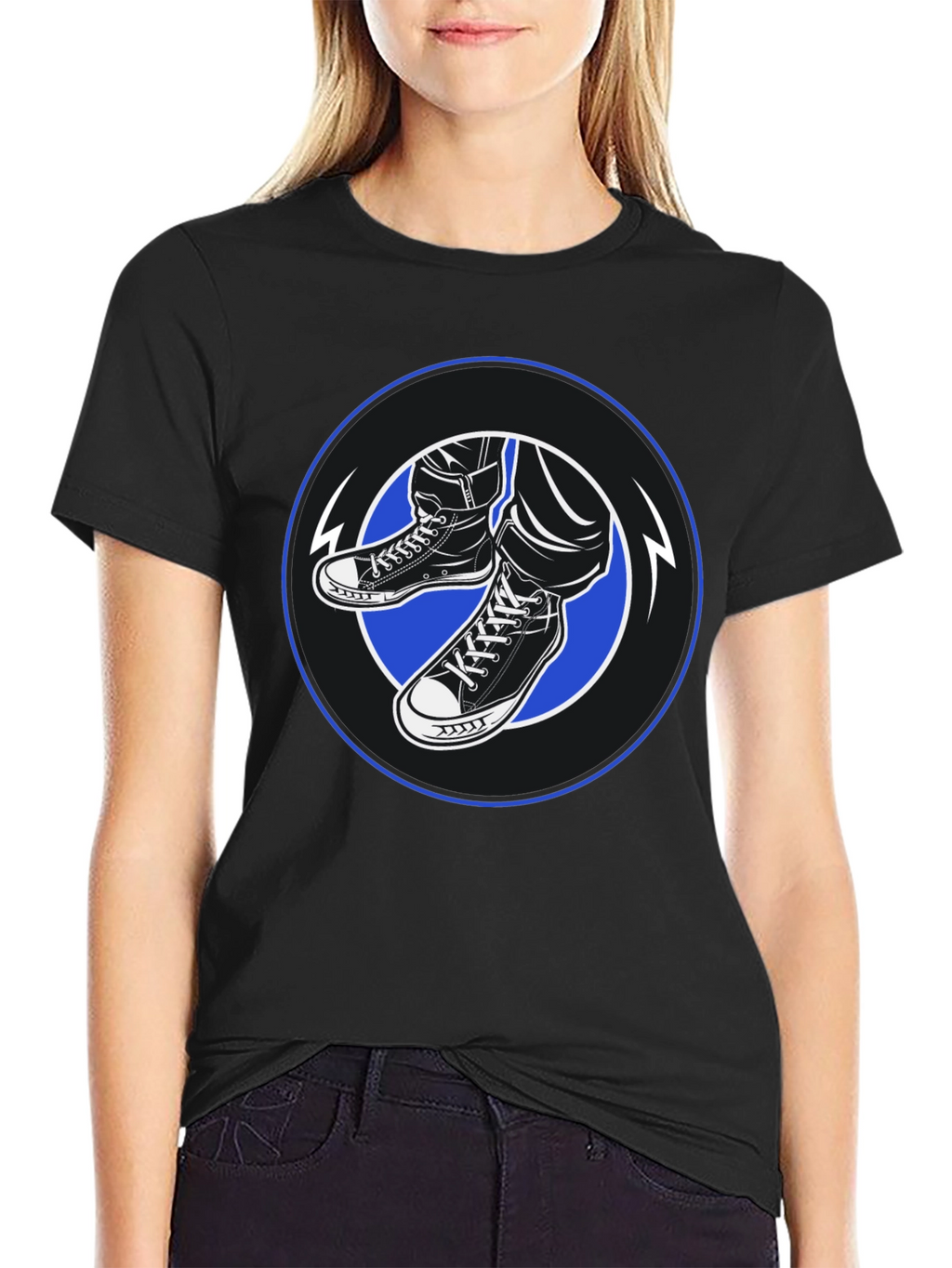 Cool Kicks Graphic Tee - Black Cotton Blend